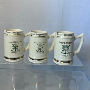 Vintage Forest Heights Country Club Golf Tournament Stein Set 1972 1974 1976